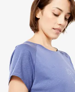 fitnes Dámske tričko na jogu z biobavlny modré