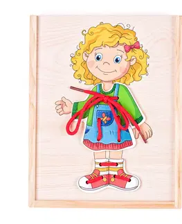Náučné hračky WOODY - Šnurovacia šatníková skriňa Dievčatko