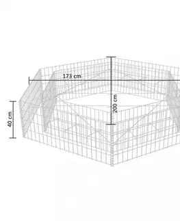 Vyvýšené záhony Šesťhranný gabiónový vyvýšený záhon Dekorhome 200x173x40 cm