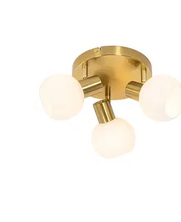 Bodove svetla Stropné bodové svietidlo zlaté s opálovým sklom 3-svetlo nastaviteľné - Anouk