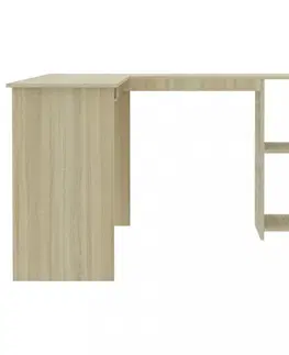 Pracovné stoly Rohový písací stôl 120x140 cm Dekorhome Biela lesk