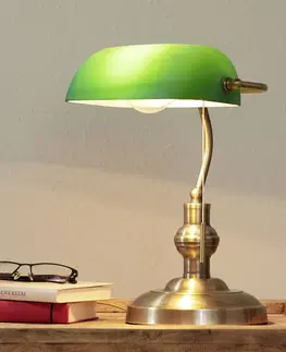Stolové lampy na písací stôl Lindby Lampa na písací stôl Milenka so zeleným tienidlom