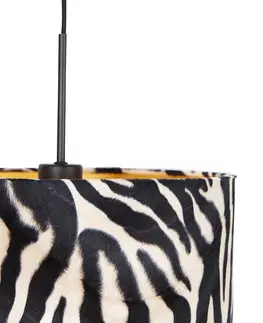 Zavesne lampy Moderná závesná lampa čierna s tienidlom zebra 35 cm - Combi