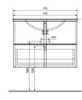 Kúpeľňový nábytok SAPHO - MITRA umývadlová skrinka 74,5x55x45,2 cm, bordó MT073