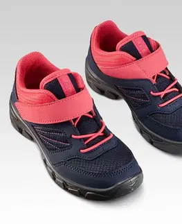 tenis Detská turistická obuv MH100 so suchým zipsom od 24 do 34 modro-ružová