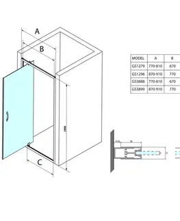 Sprchovacie kúty GELCO - SIGMA SIMPLY sprchové dvere otočné 800 mm, sklo Brick GS3888