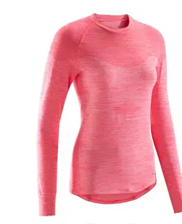 dresy Dámske cyklistické spodné tričko 500 s dlhým rukávom ružové