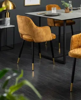 Stoličky - moderné LuxD 24293 Dizajnová stolička Laney horčicovožltý zamat