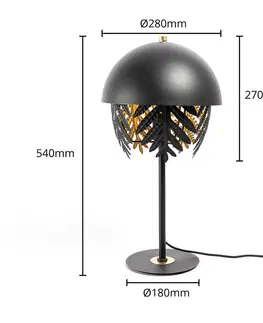 Stolové lampy Lucande Lucande Aparas stolová vzhľad lístka čierno-zlatá