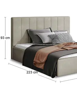 Postele NABBI Ante 160 čalúnená manželská posteľ s roštom krémová