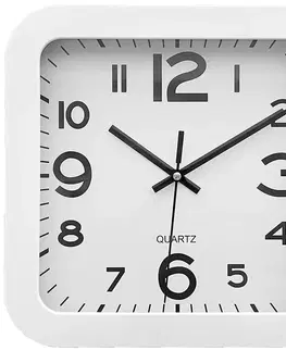 Nástenné hodiny Biele štvorcové hodiny 24,5x24,5x3,5cm