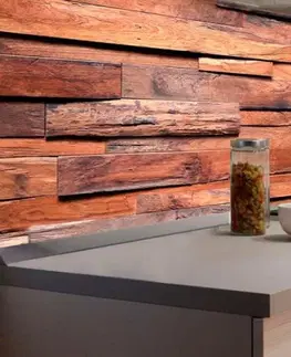 Tapety Samolepiaca fototapeta do kuchyne imitácia dreveného obkladu