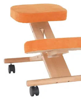 Kľakačky KONDELA Flonet ergonomická kľakačka na kolieskach oranžová / buk