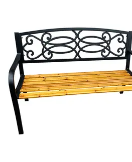 Záhradné lavice Záhradná lavička, čierna/prírodná, ROTINA NEW