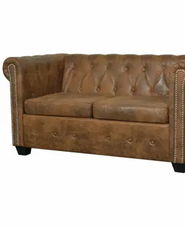 Pohovky a gauče Pohovka Chesterfield 2-sedadlo umelá koža Dekorhome Čierna