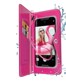 Puzdrá na mobilné telefóny SBS Splash-resistant transparent universal case 6,8'', pink - OPENBOX (Rozbalený tovar s plnou zárukou) TEWATERWALP