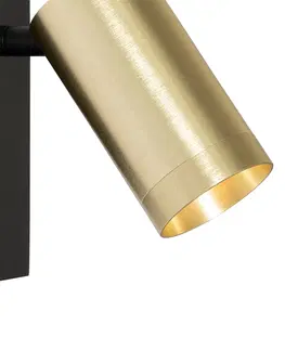 Nastenne lampy Nástenné svietidlo čierne so zlatým nastaviteľným vypínačom - Jeana Luxe