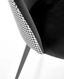 Jedálenské stoličky HALMAR K478 jedálenská stolička čiernobiely vzor / čierna