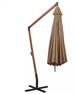 Slnečníky Závesný slnečník s drevenou tyčou Ø 350 cm Dekorhome Modrá