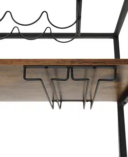 Regály a poličky KONDELA Silvius rustikálny servírovací stolík na kolieskach dub smoke / čierna