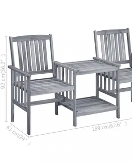 Zahradné stoličky Zaradné stoličky so stolíkom akácia / látka Dekorhome Sivá kocka