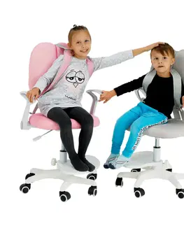Detské stoly a stoličky Rastúca stolička s podnožou a trakmi, ružová/biela, ANAIS