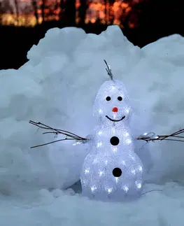 Vianočné osvetlenie STAR TRADING Malá LED figúrka Crystal Snowman do exteriéru