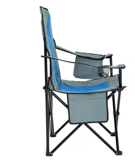 Záhradné stoličky Kempingová stolička FYNTO s držiakom na pohár a chladiacou nádobou, modrá