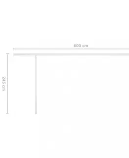 Záhradné markízy Ručne zaťahovacia markíza so stĺpikmi 600x300 cm Dekorhome Antracit