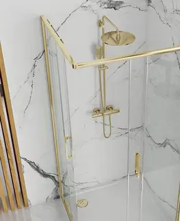 Sprchovacie kúty REA - Sprchovací kút PUNTO 90x90 Gold Bez sprchovej vaničky REA-K6440