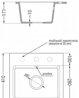 Kuchynské drezy MEXEN/S MEXEN/S - Milo granitový drez 1 435 x 410 mm, čierna kropenatá, + zlatý sifón 6505441000-76-G