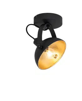 Nastenne lampy Priemyselné stropné svietidlo čierne so zlatou 15 cm nastaviteľné - Magnax