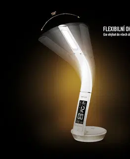 Stolové lampy Retlux RTL 204 Stolová LED lampa s displejom a Qi dobíjaním čierna, 6 W