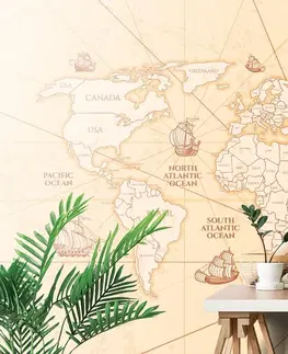 Tapety mapy Tapeta mapa sveta s loďkami
