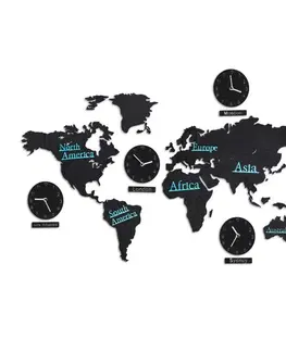 Hodiny Mapa sveta s hodinami RD0877, čierna