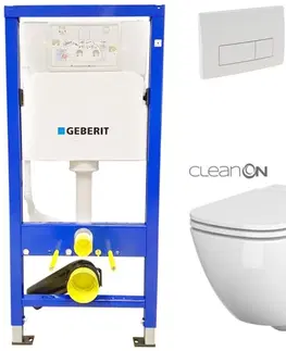Kúpeľňa GEBERIT DuofixBasic s bielym tlačidlom DELTA51 + WC CERSANIT CLEANON CASPIA + SEDADLO 458.103.00.1 51BI CP1