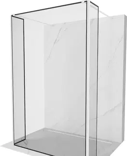 Sprchové dvere MEXEN/S - Kioto Sprchová zástena WALK-IN voľne stojaca 140 x 30 x 30 cm, čierny vzor, biela 800-140-030-222-20-70-030