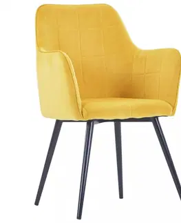 Jedálenské stoličky a kreslá Jedálenská stolička 4 ks zamat / oceľ Dekorhome Žltá
