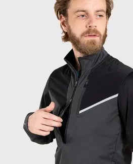 mikiny Pánska bežecká softshellová bunda čierno-sivá