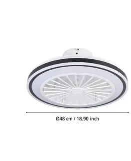 Stropné ventilátory so svetlom EGLO Stropný ventilátor Almeria LED CCT, biela/čierna