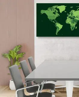 Obrazy na korku Obraz na korku detailná mapa sveta v zelenej farbe