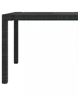 Záhradné stoly Záhradný stôl sklo / polyratan Dekorhome Béžová / čierna