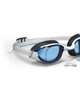 plávanie Plavecké okuliare BFIT farebné sklá jednotná veľkosť bielo-modré