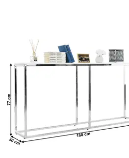 Konferenčné stolíky Konzolový stolík v industriálnom štýle, biela/chróm, KORNIS