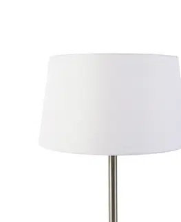 Stolove lampy Moderná stolová lampa oceľová s bielym tienidlom 32 cm - Simplo