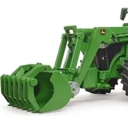 Hračky - dopravné stroje a traktory BRUDER - Traktor John Deere s predným nakladačom a sklápacím prívesom