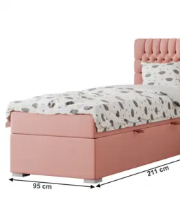 Postele Boxspringová posteľ, jednolôžko, lososová, 90x200, pravá, FONDA