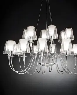 Lustre Metallux 18-pl. visiaci luster Opera sklenené tienidlá