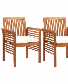 Záhradné kreslá a stoličky Záhradná jedálenská stolička 2 ks akáciové drevo Dekorhome Sivá