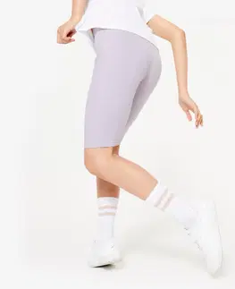 gymnasti Dievčenské bavlnené cyklošortky na cvičenie fialové